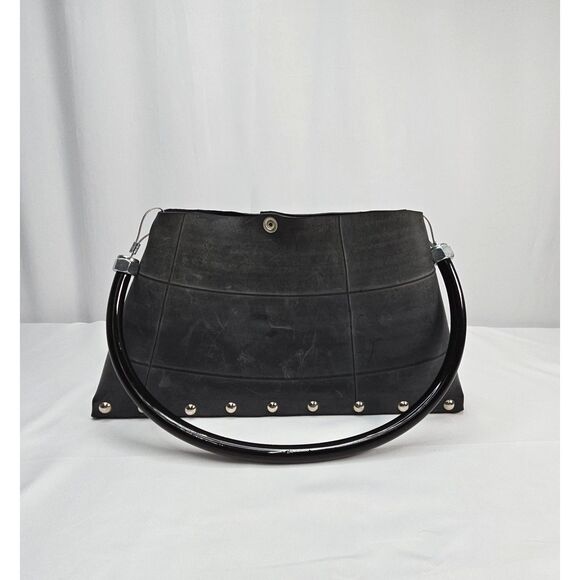 Y2K Black‎ "Roadbags" by Mace Upcycled Studded Tire Bag Purse I-95 Goth Grunge - Picture 2 of 14